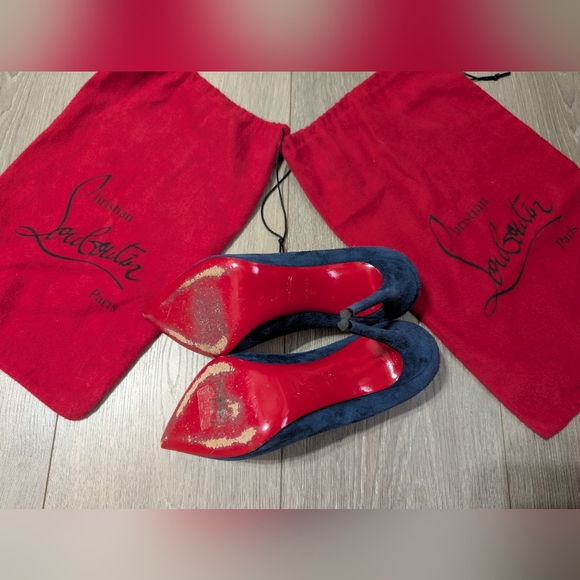 Christian Louboutin Pigalle Follies Women\'s Blue Suede Heels, European Size 37💙